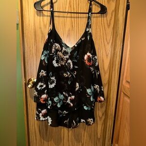 Black Floral Torrid Layered Chiffon Tank Top
